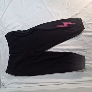 No Boundaries Black Joggers with Pink Lightning Bolt